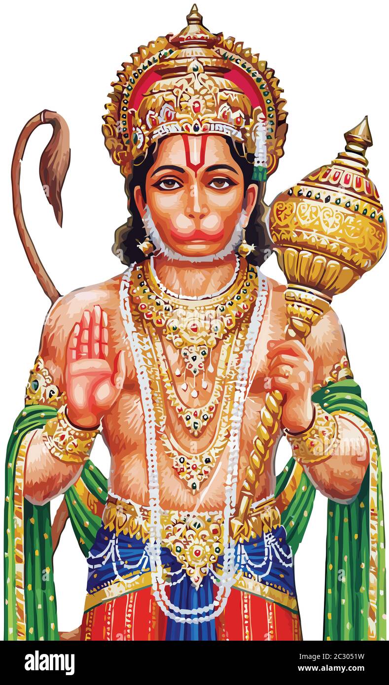 indian god monkey holy hanuman jayanti mythology illustration Stock ...