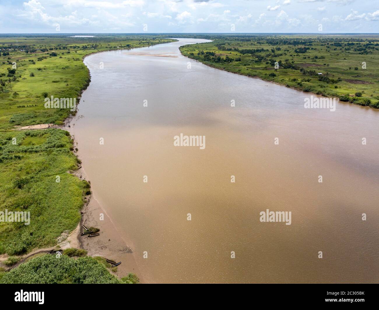 Aerial view, Buzi River, Buzi, Sofala Province, Mozambique Stock Photo