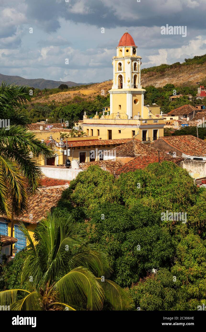 The bell tower of the Museo de la Lucha Contra Bandidos in the colonial old town, Trinidad, Cuba Stock Photo