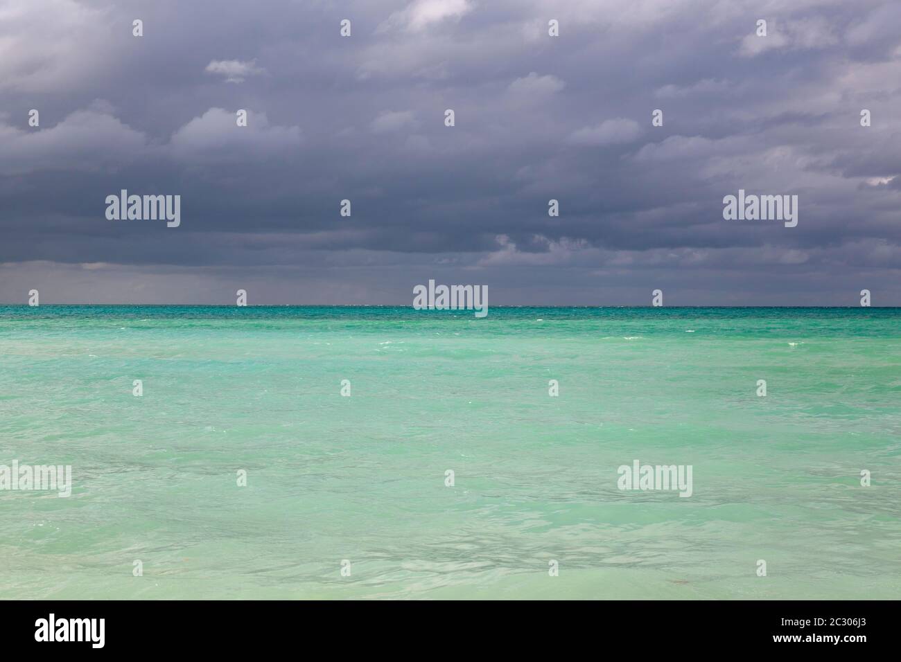Rain storm approaches, Cayo Coco Island, Jardines del Rey Archipelago, Cuba Stock Photo