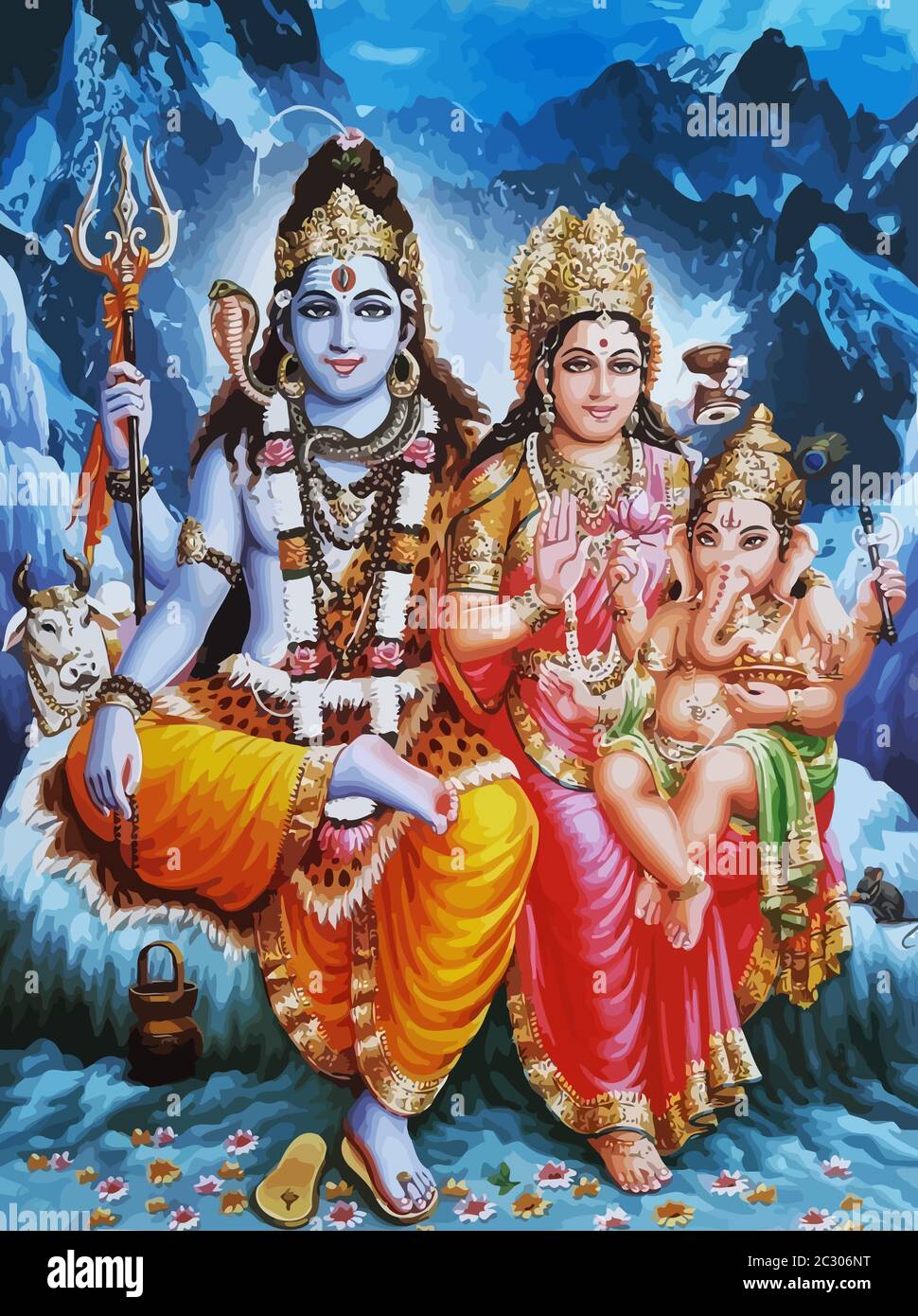hinduism lord shiva spiritual Saraswati illustration ganesha holy snake tiger Stock Photo - Alamy hinduism lord shiva spiritual Saraswati illustration ganesha holy snake tiger Stock Photo - Alamy