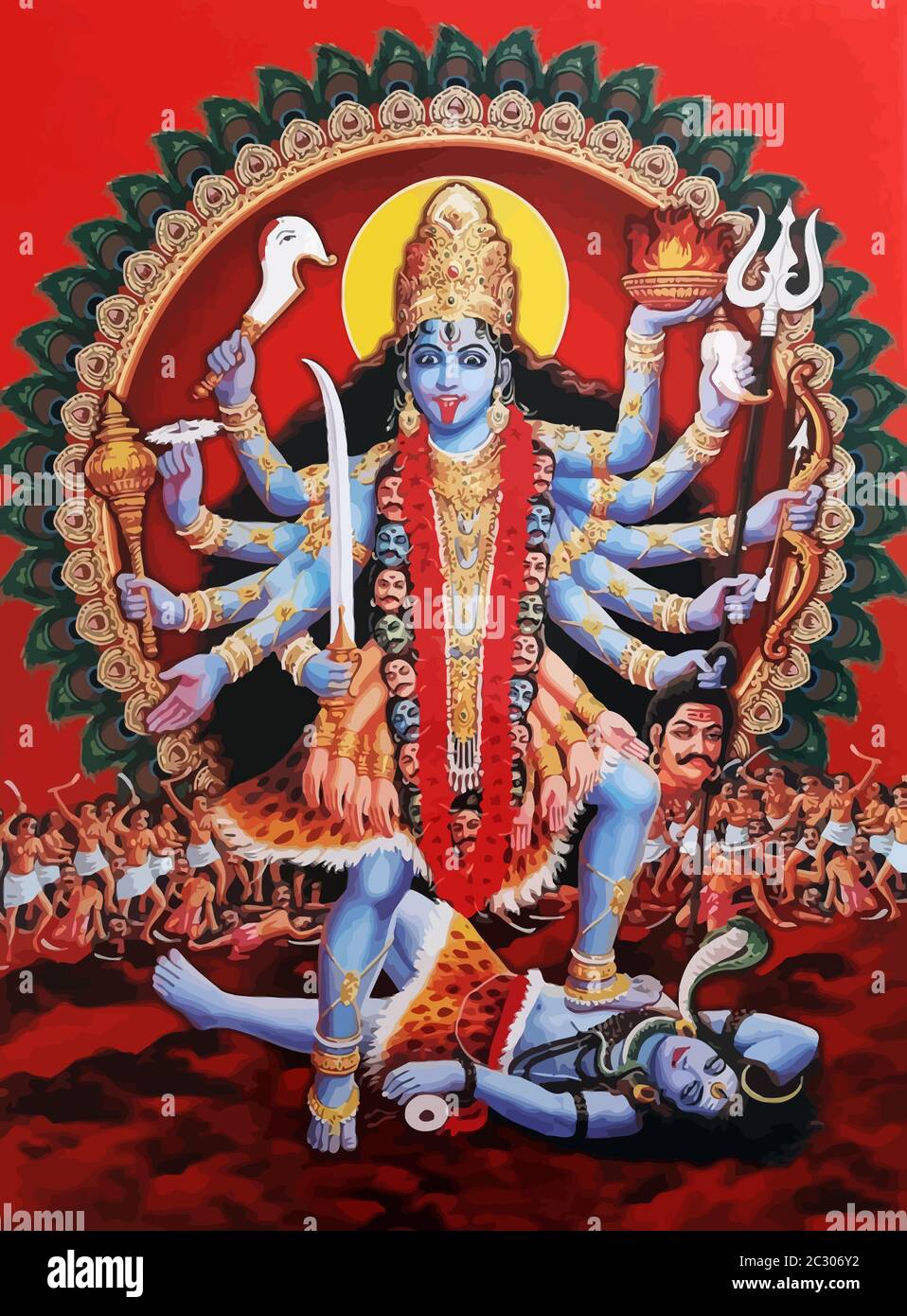 kali goddess of death indian hindu dark siren illustration Stock ...