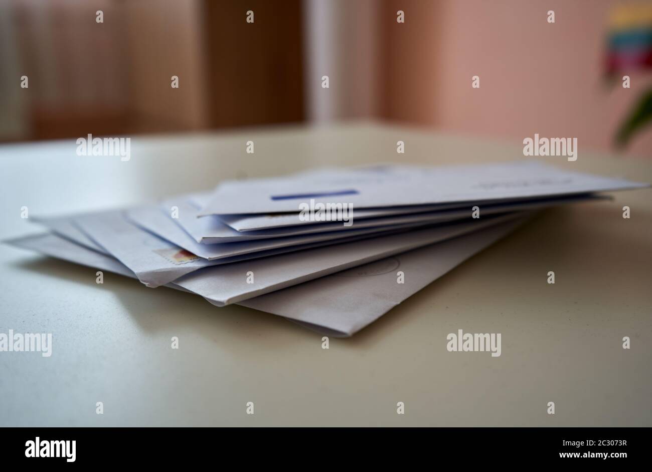 Close up of the stack of envelopes Stock Photo