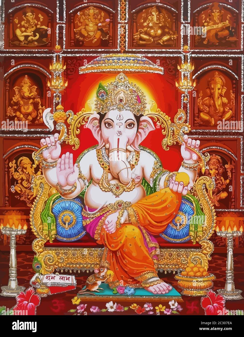 Ganesha hindu temple bless lord faith mythology god illustration ...