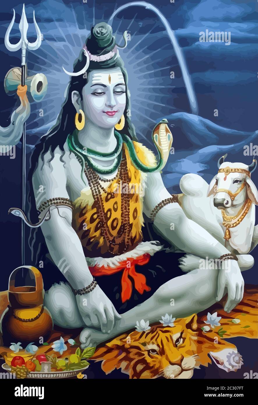 hinduism lord shiva spiritual snake power mind bless holy illustration