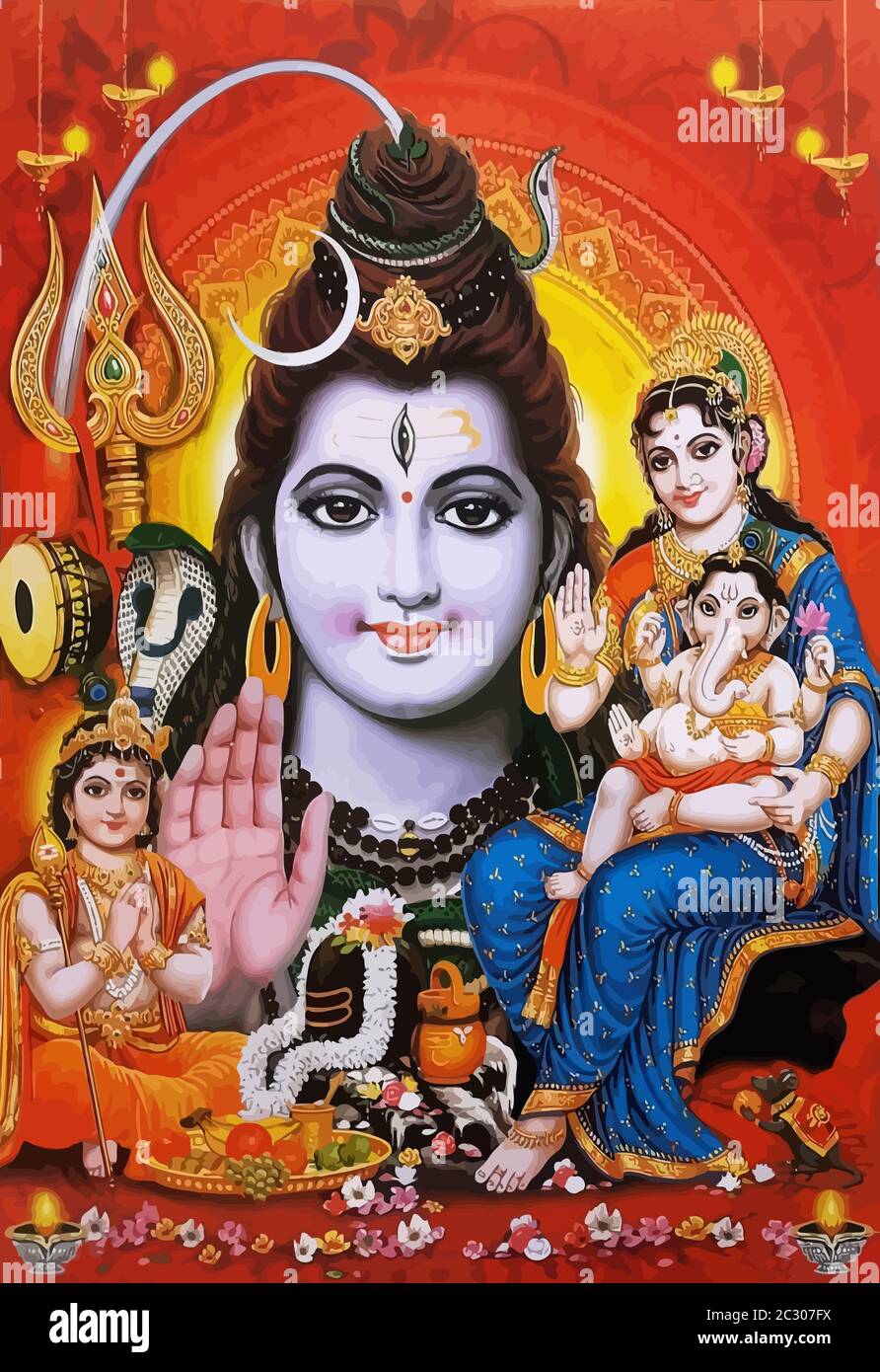 hinduism lord shiva spiritual Lakshmi illustration ganesha Stock ...