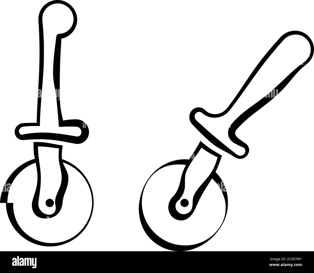 Pizza Cutter Icon, Pizza Slice Cutter Vector Art Illustration Stock