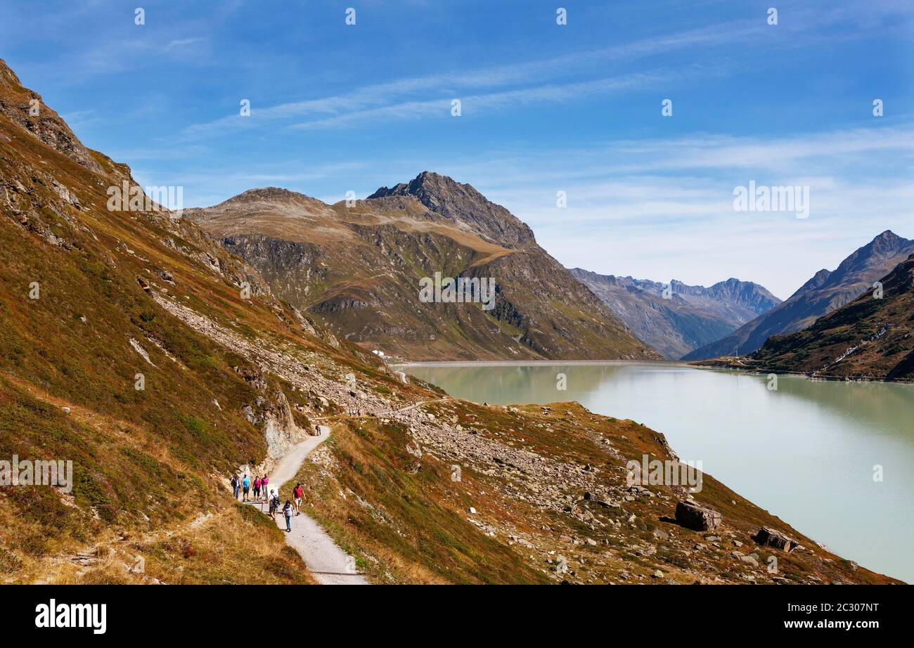 Hiking trail to the Klostertal, Bielerhoehe, Silvrettasee, Silvretta Stausee, Silvretta Group, Vorarlberg, Austria Stock Photo