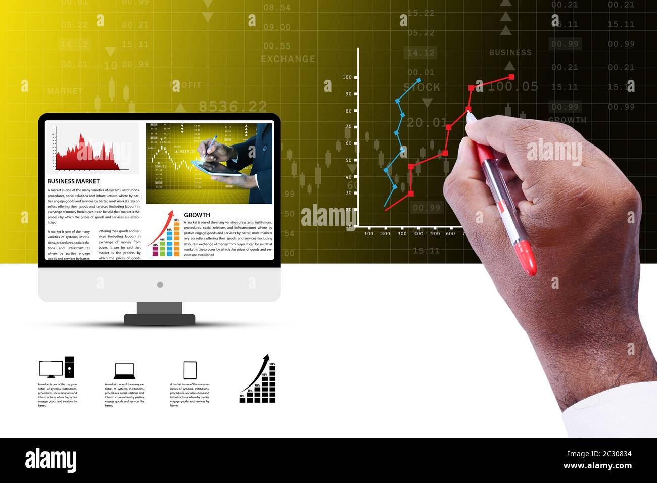 Man Using Making Powerpoint Business man makes presentation Stock Photo - Alamy