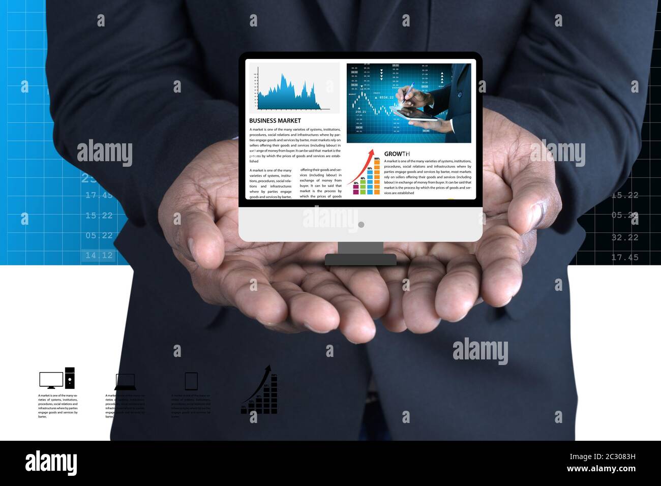 Man Using Making Powerpoint Business man makes presentation Stock Photo - Alamy