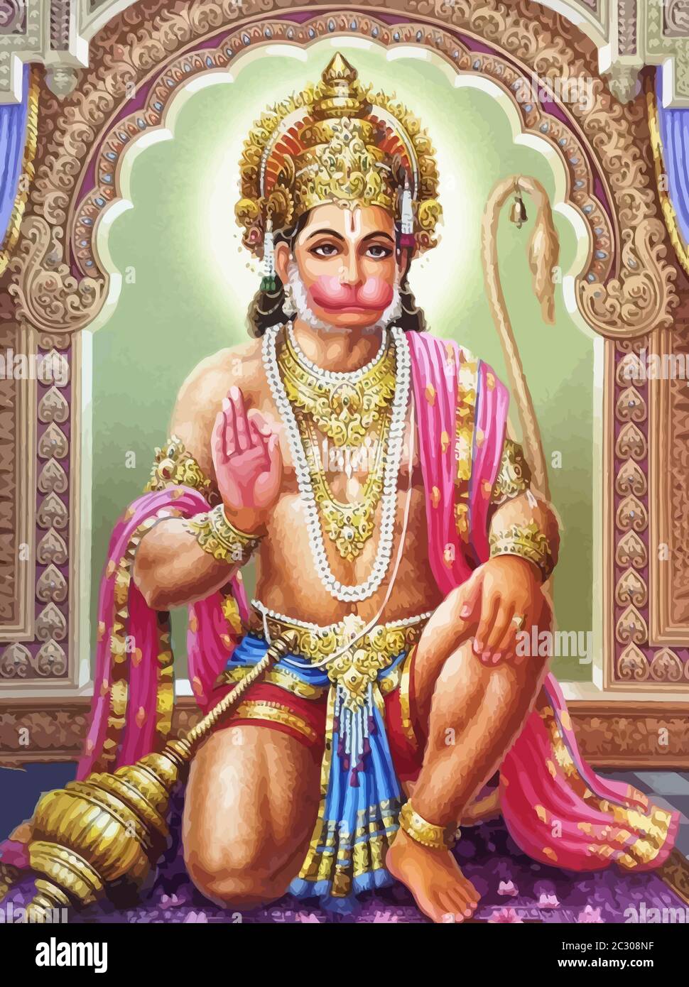 hanuman indian holy god monkey  jayanti temple  illustration Stock Photo