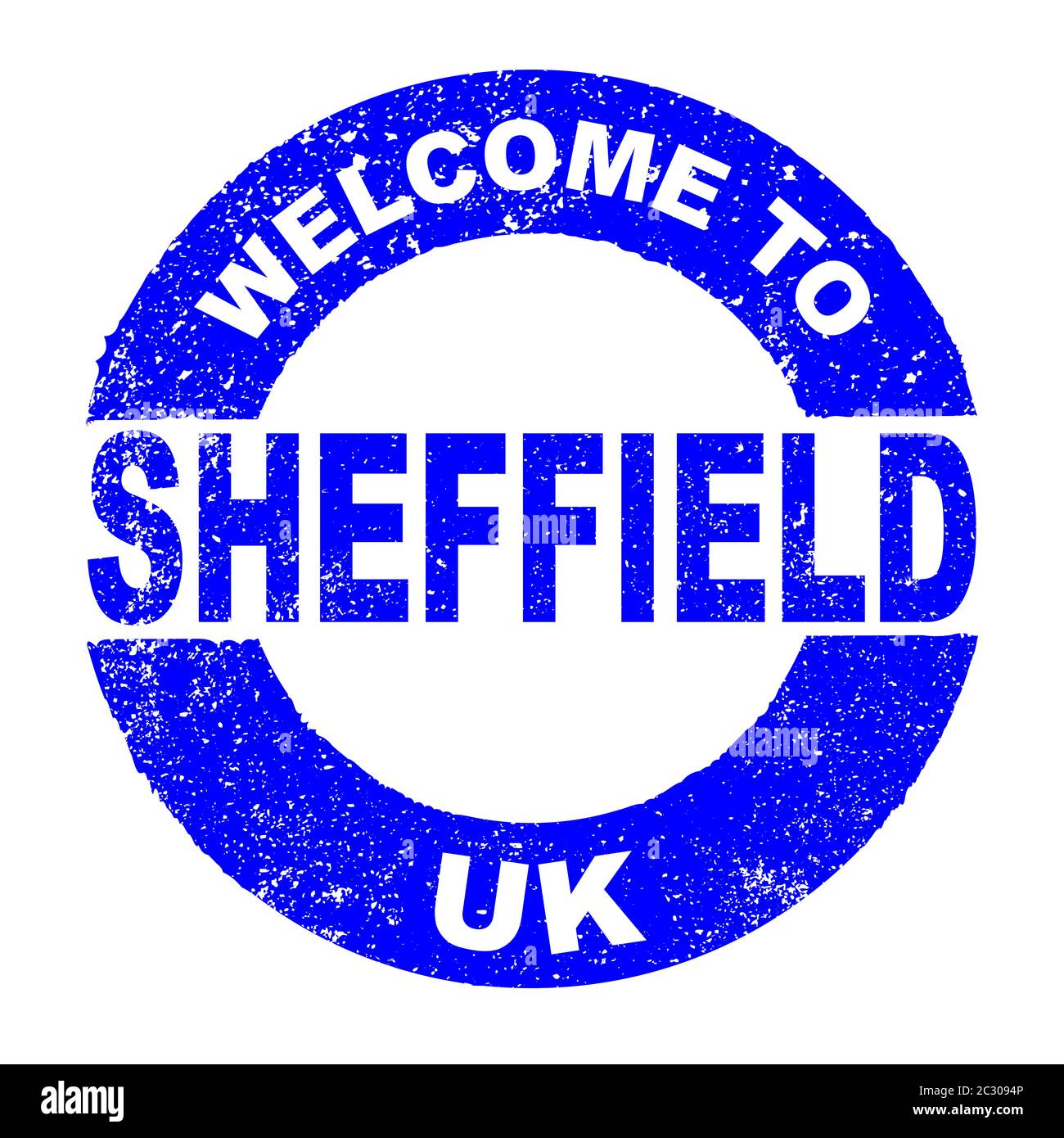 A grunge rubber ink stamp with the text Welcome To Sheffield UK over a white background Stock Photo