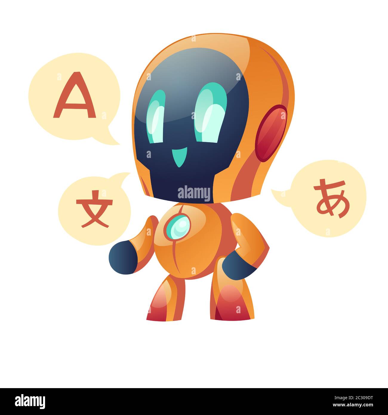 Robot translator of foreign language isolated on white background. Ai  chatbot online support for translation document and reading books.  Artificial in Stock Vector Image & Art - Alamy