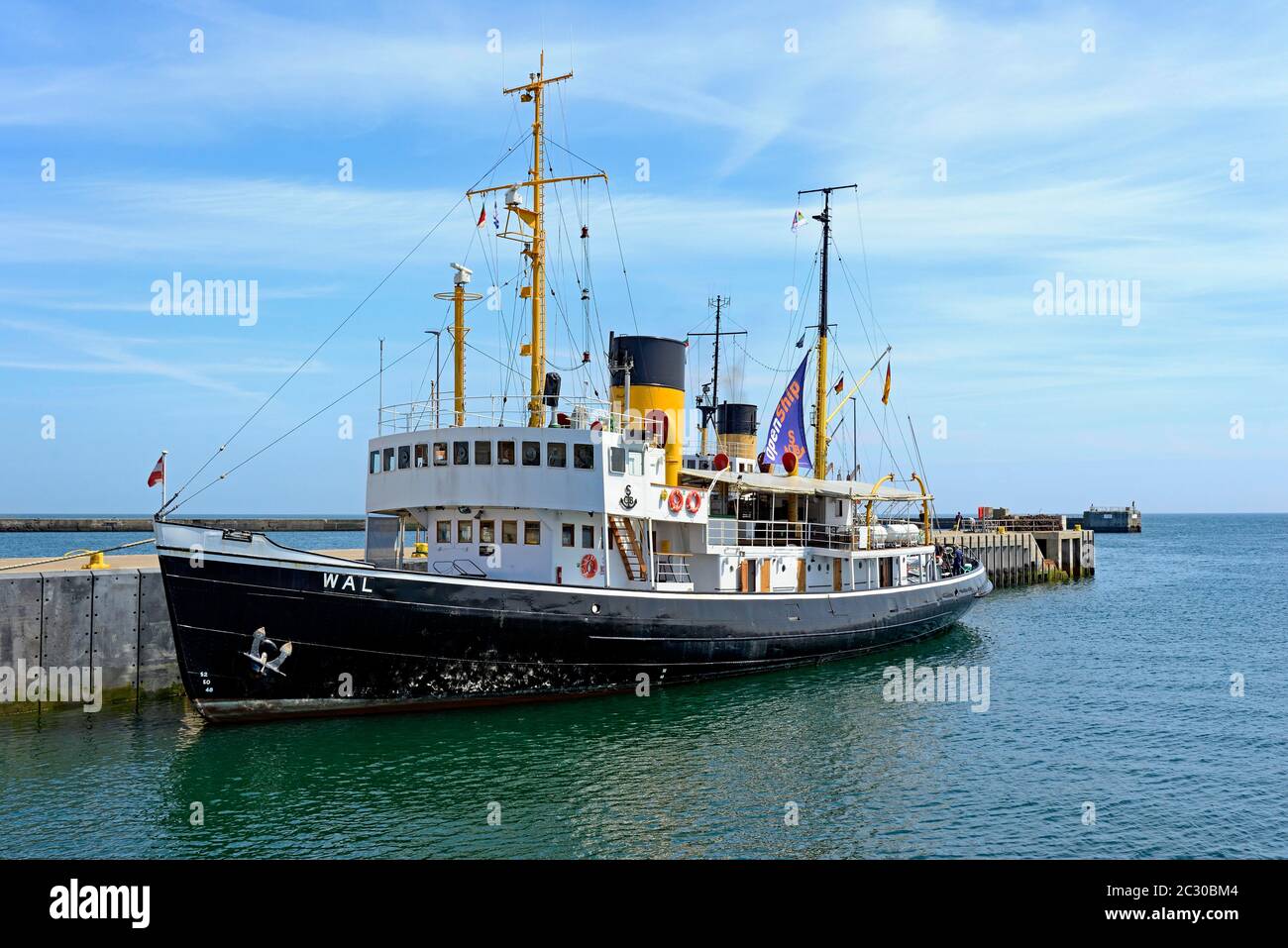 Historic steam ice breaker, 'Wal', in the southern harbour of Helgoland, North Sea, Schleswig-Holstein, Germany Stock Photo