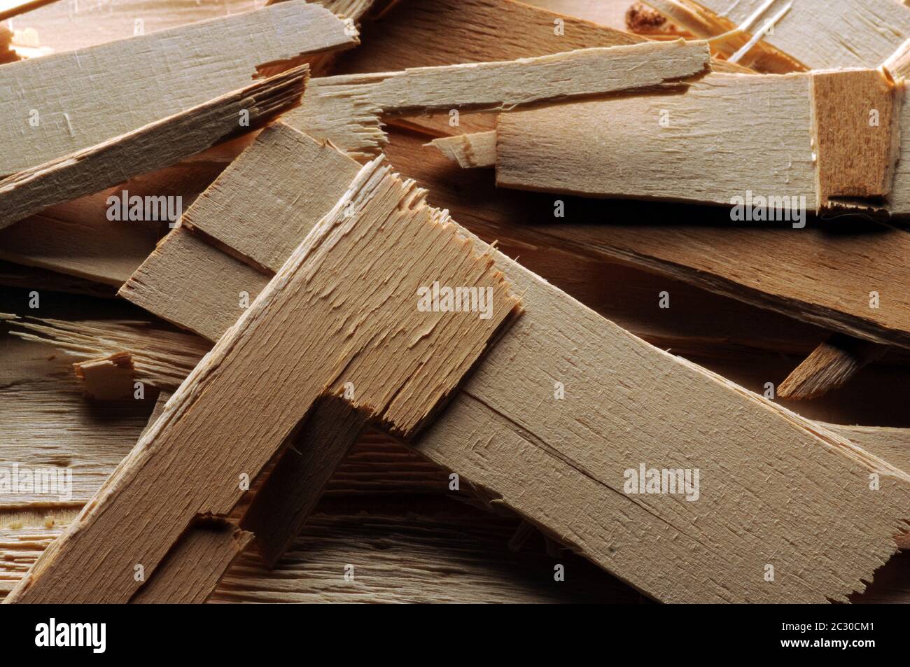 Wood to be recycled for pellets Stock Photo