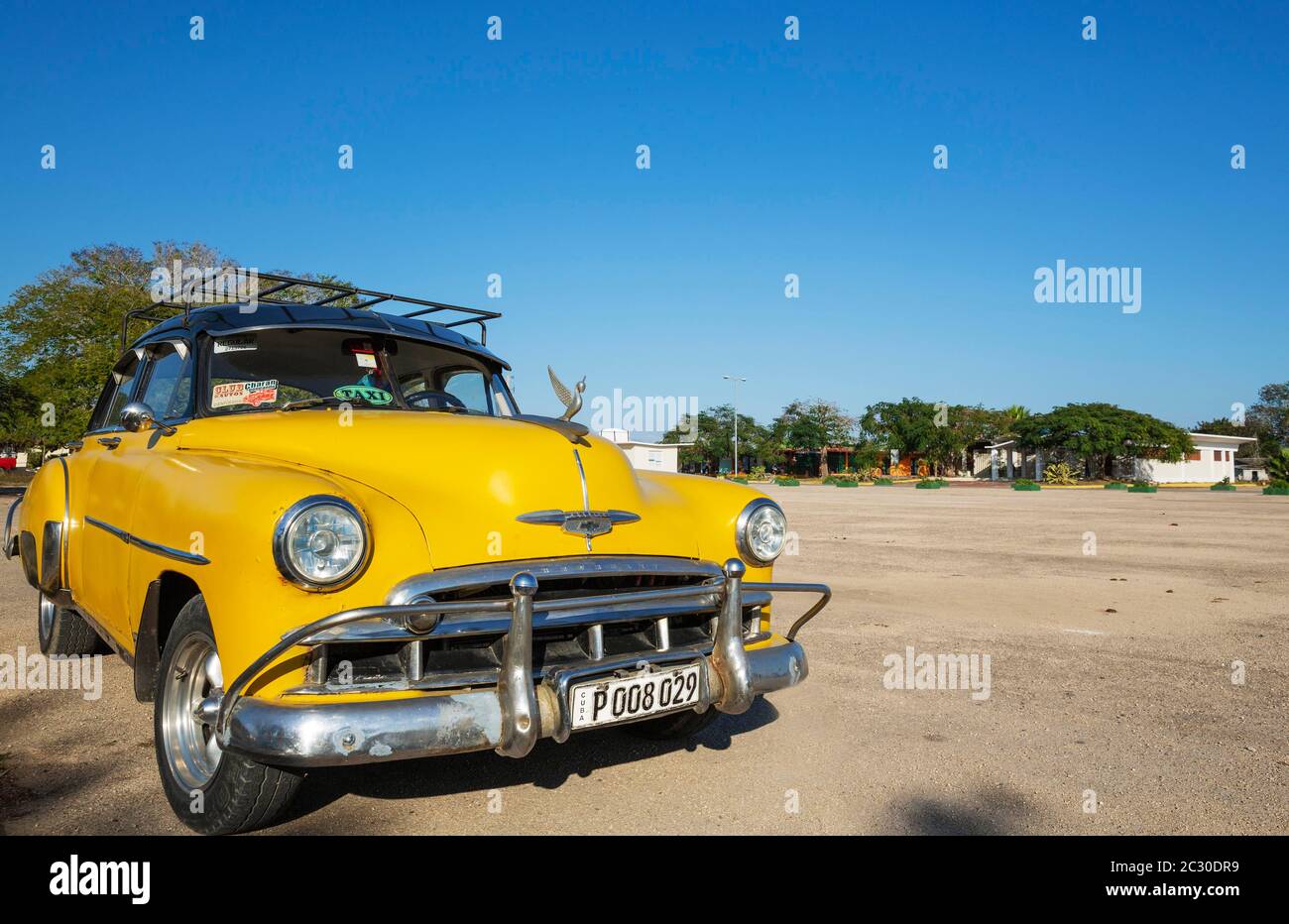 Chevrolet classic car from the 1950s used as a taxi, Playa Giron, Cuba Stock Photo