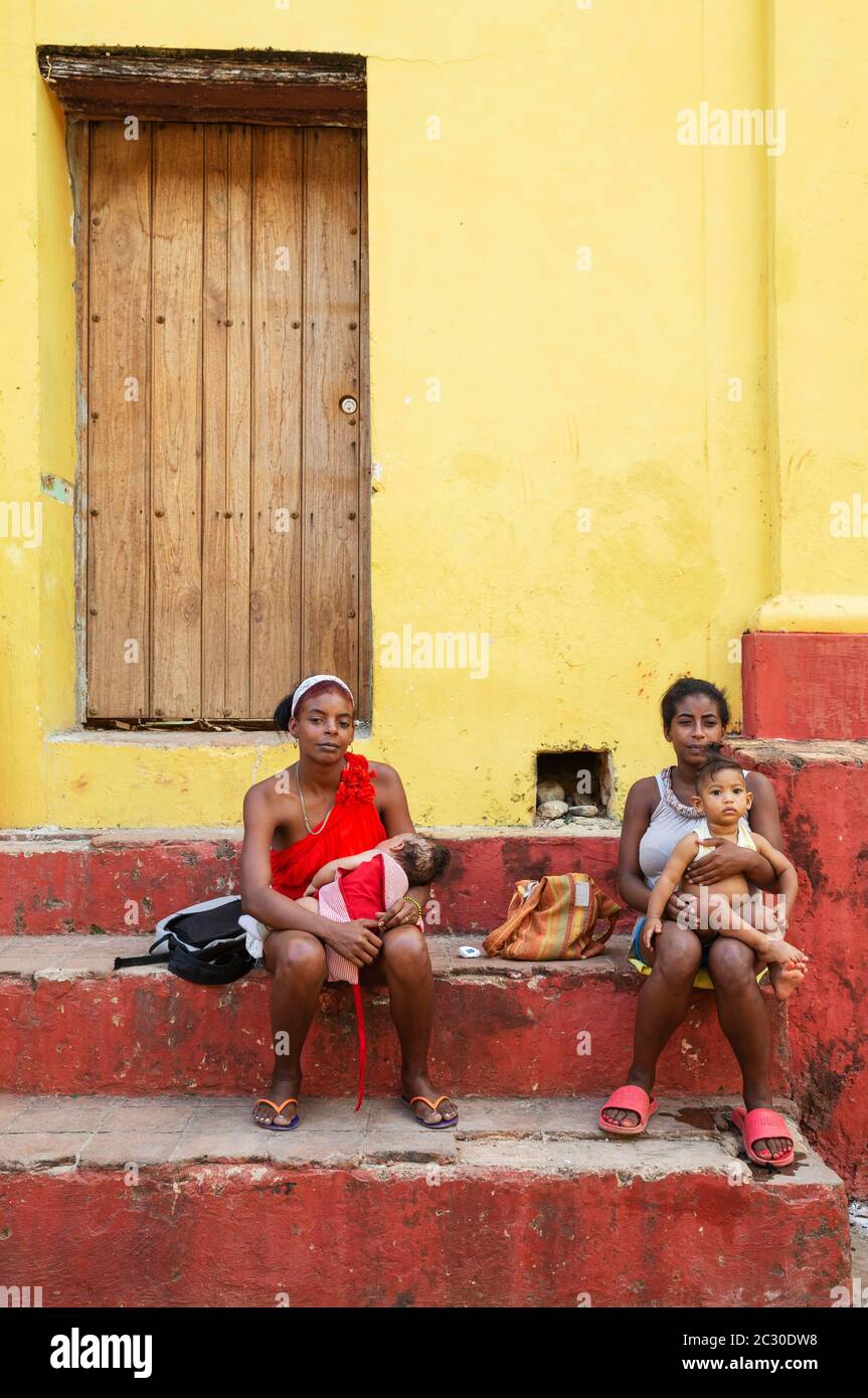 Mothers with infants, Trinidad, Cuba Stock Photo