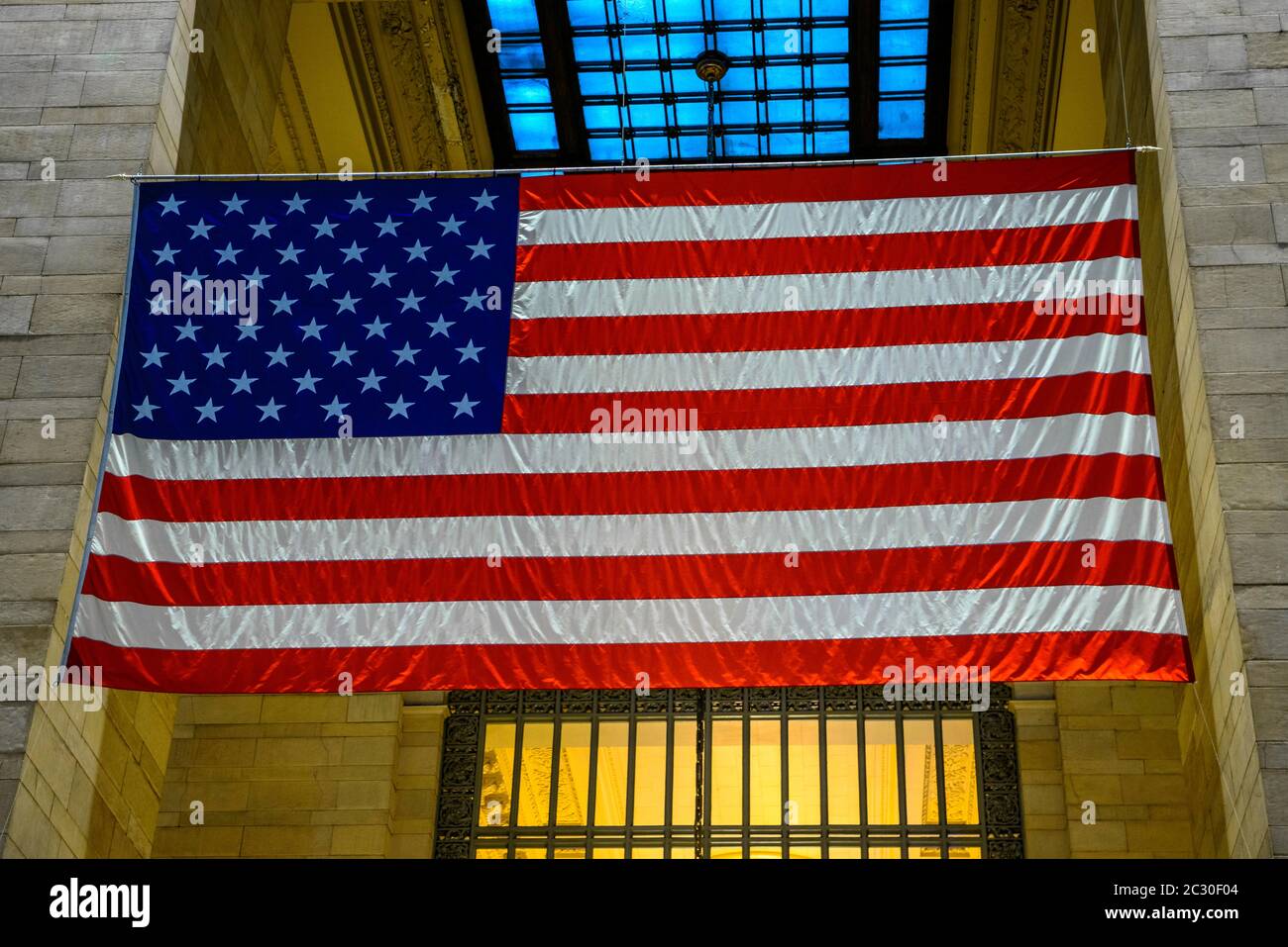 United States of America flag at Grand Central Station, Grand Central Terminal, Manhattan, New York City, New York State, USA Stock Photo