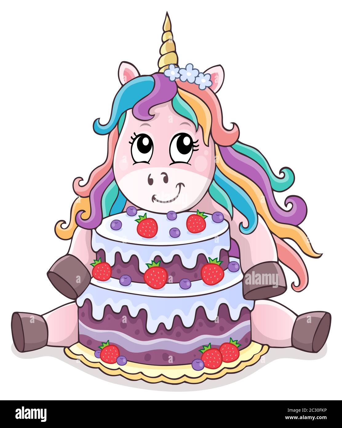 Unicorn with cake theme image 1 - picture illustration Stock Photo - Alamy Unicorn with cake theme image 1 - picture illustration Stock Photo - Alamy