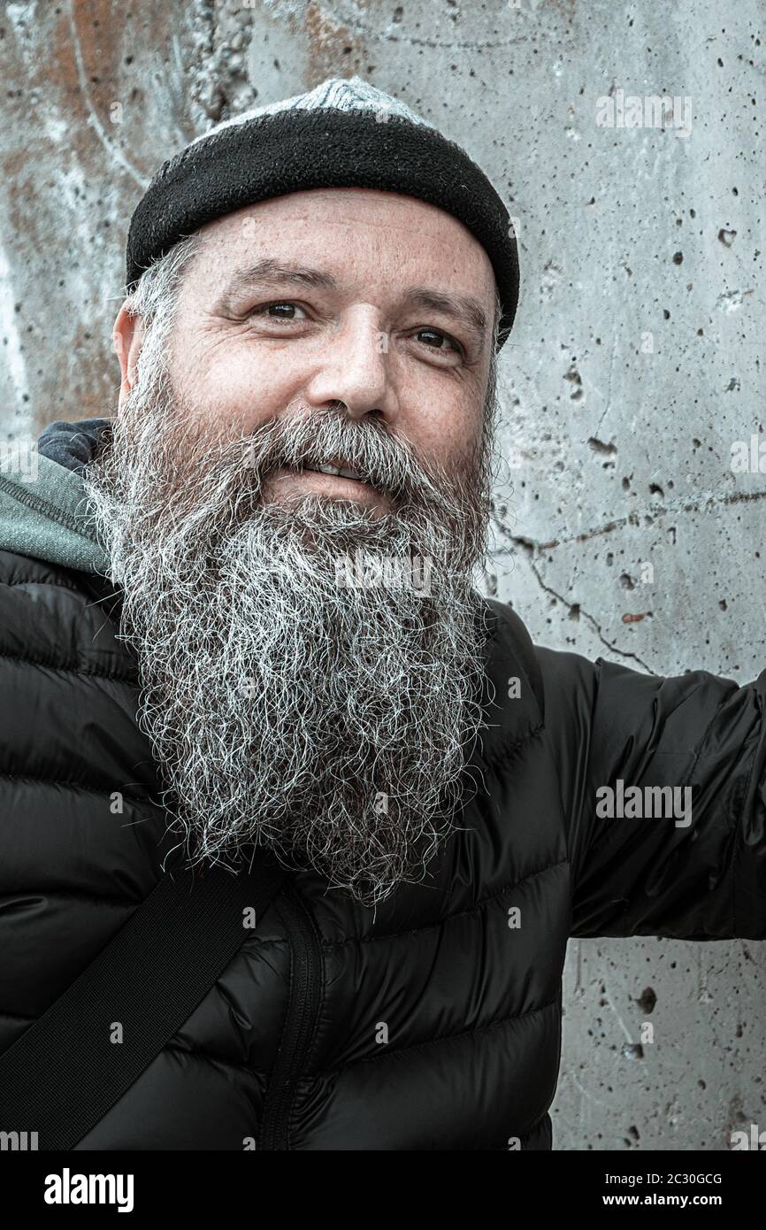 bearded man outdoor cold weather Stock Photo