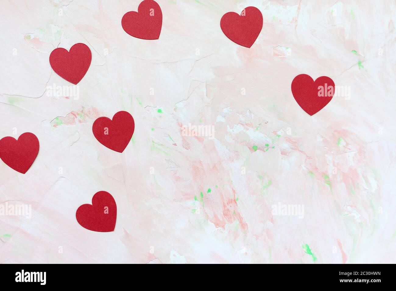 Romantic pink backround with red paper hearts Stock Photo - Alamy