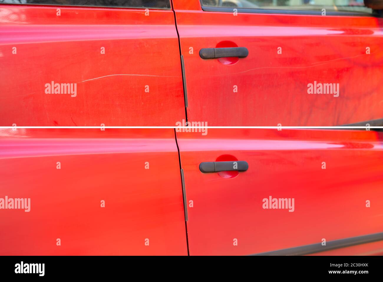 Photo Of Car Scratch Repair Before And After Stock Photo - Alamy