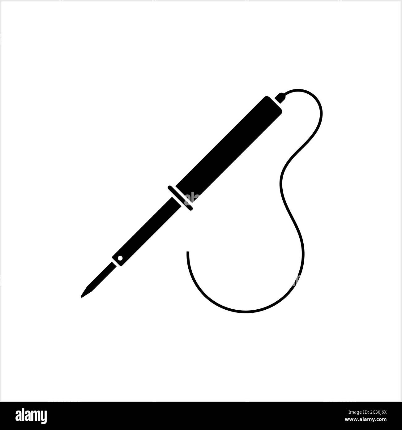 Soldering Iron Icon, Electric Soldering Iron Vector Art Illustration