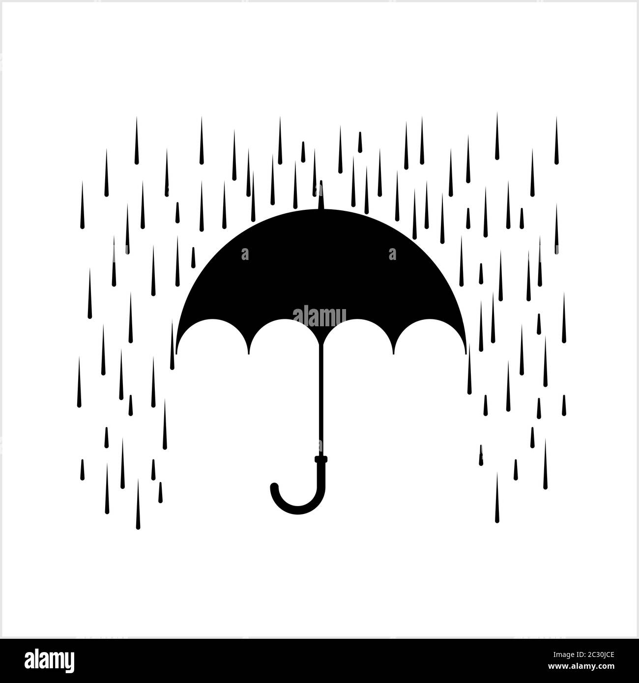 Raindrops Tripping On Umbrella Icon Vector Art Illustration Stock ...