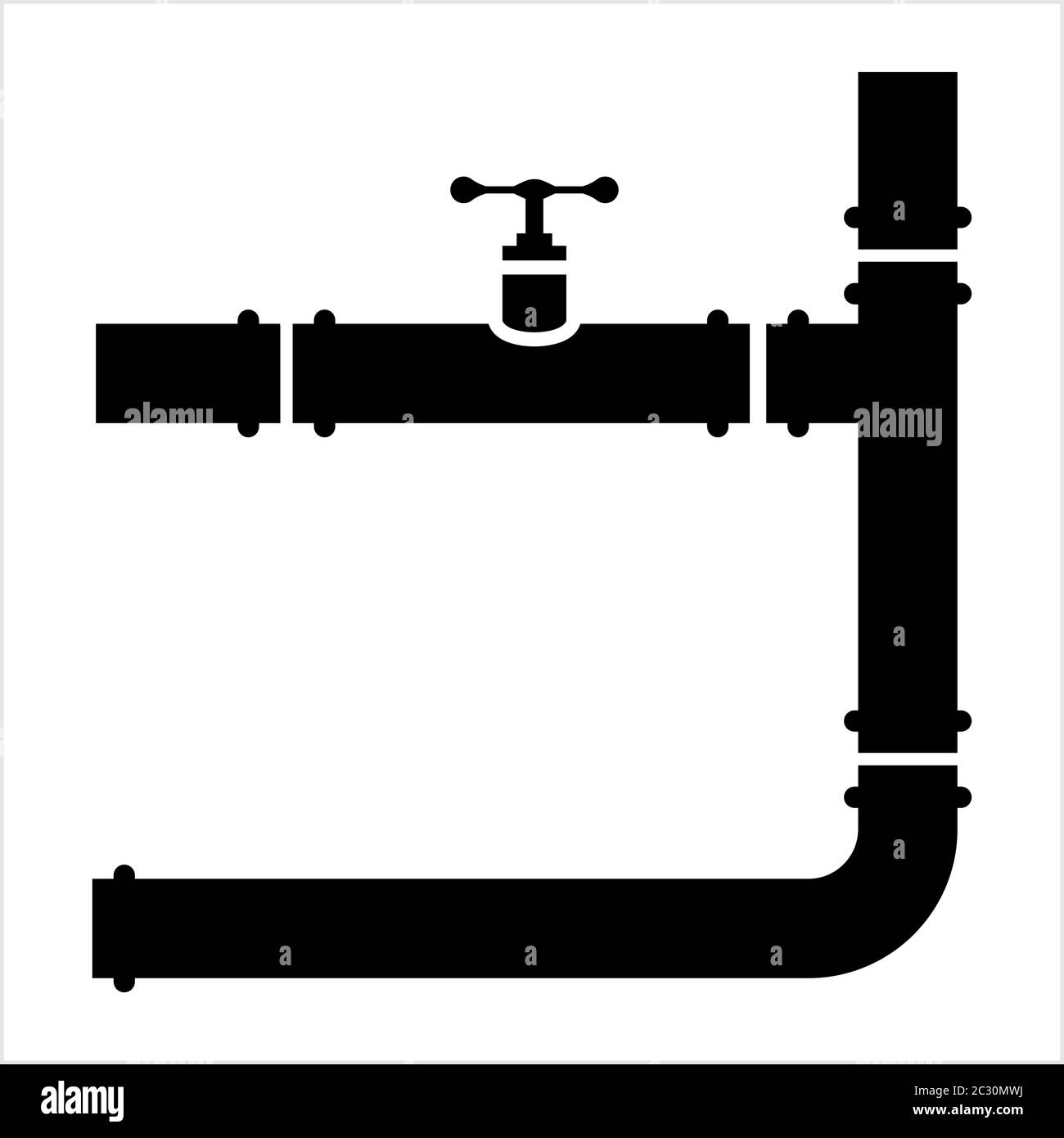 Pipe Icon, Pipe Fitting Icon Vector Art Illustration Stock Vector