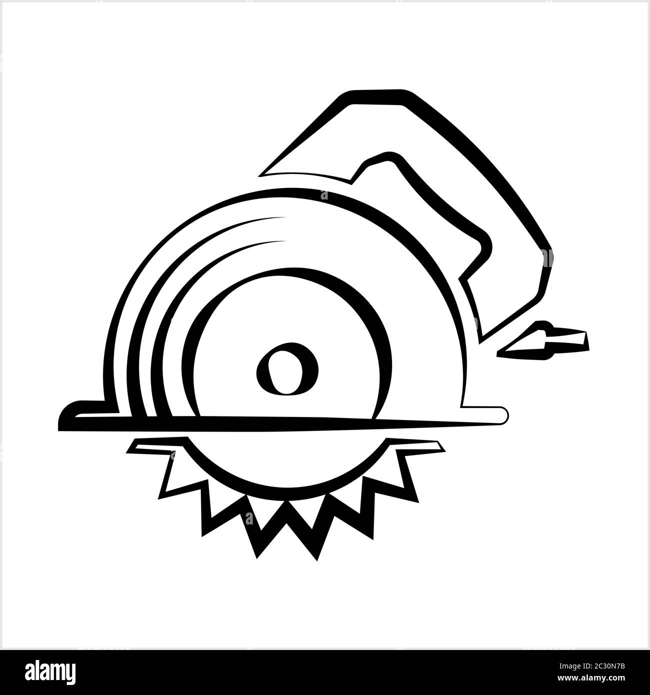 Power Saw Icon, Circular Saw Icon Vector Art Illustration Stock Vector
