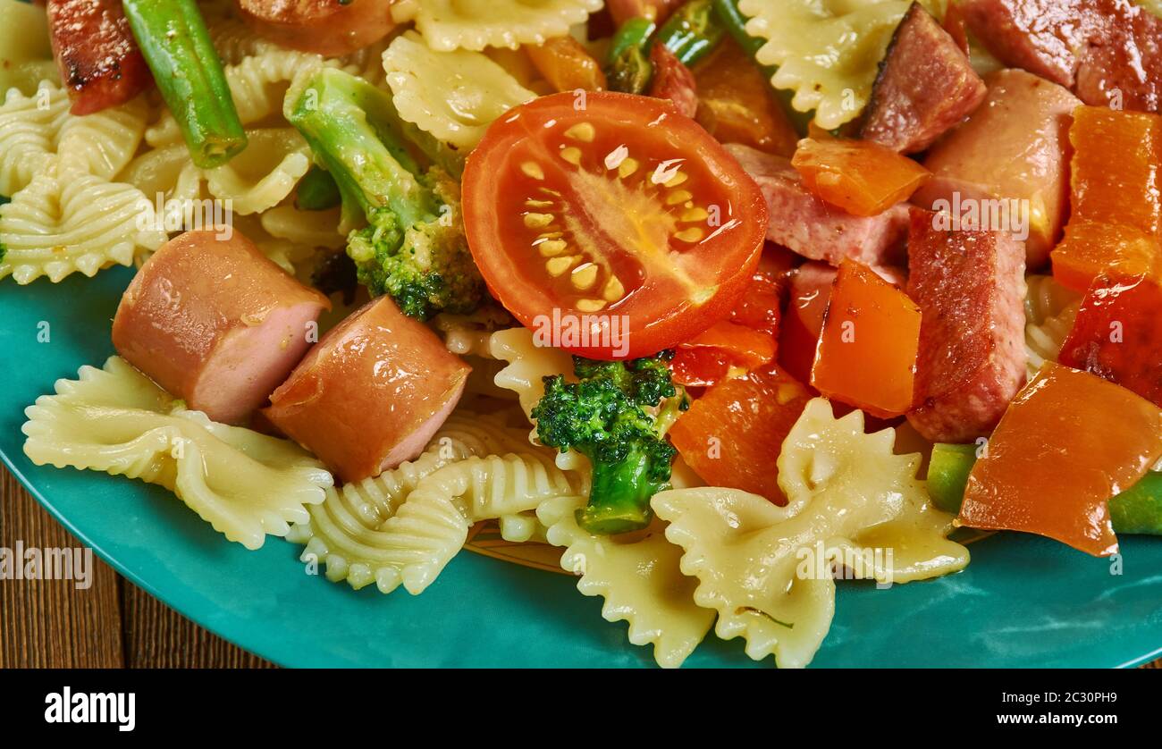 Smoked Sausage Noodle StirFry Stock Photo Alamy