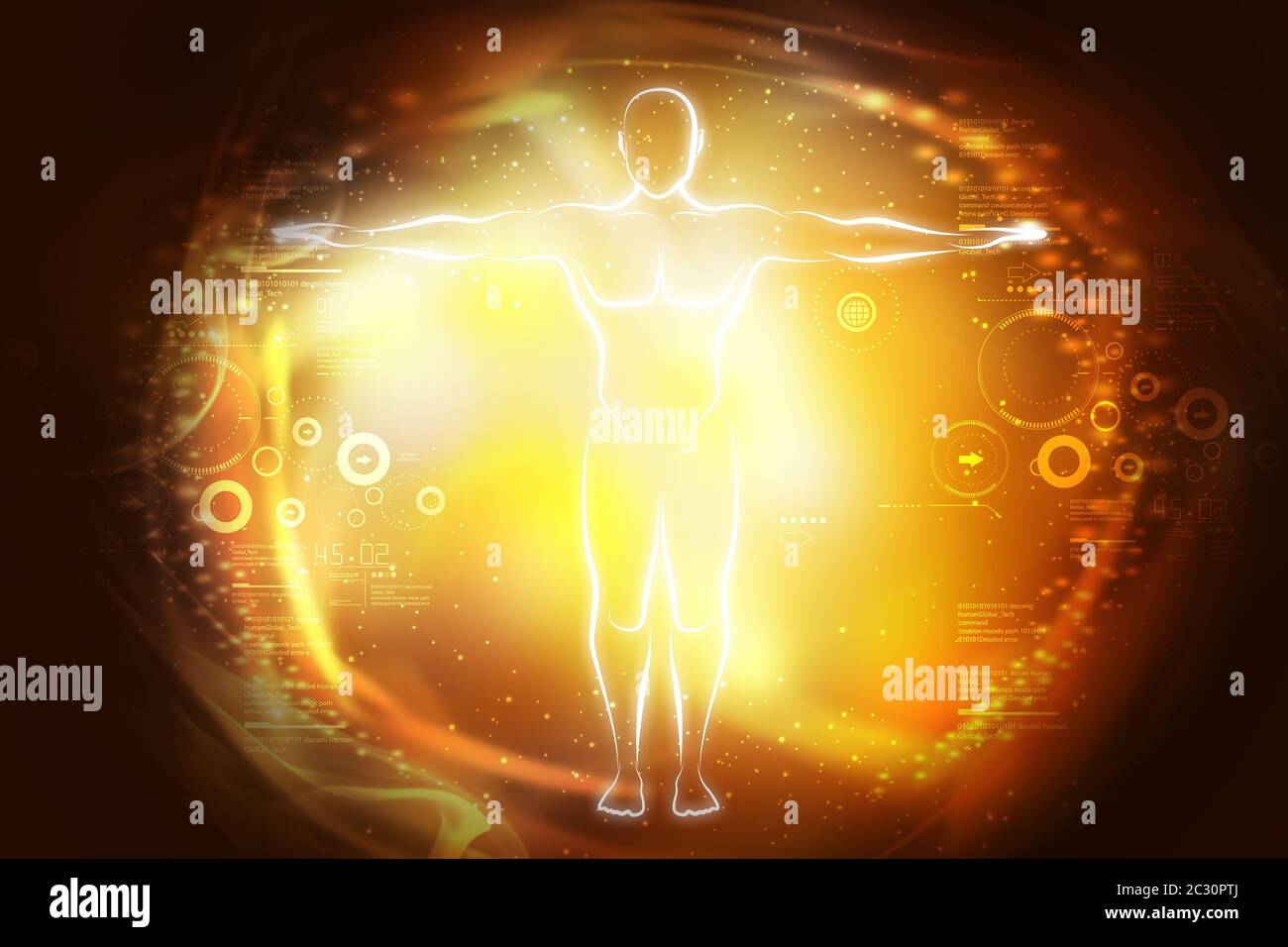 Sketch of human body in light Stock Photo - Alamy