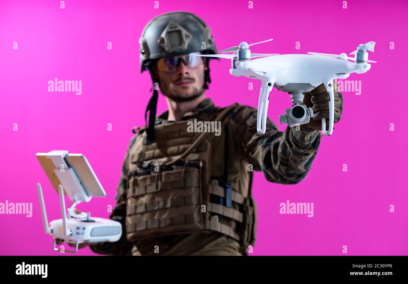 soldier drone pilot technician Stock Photo