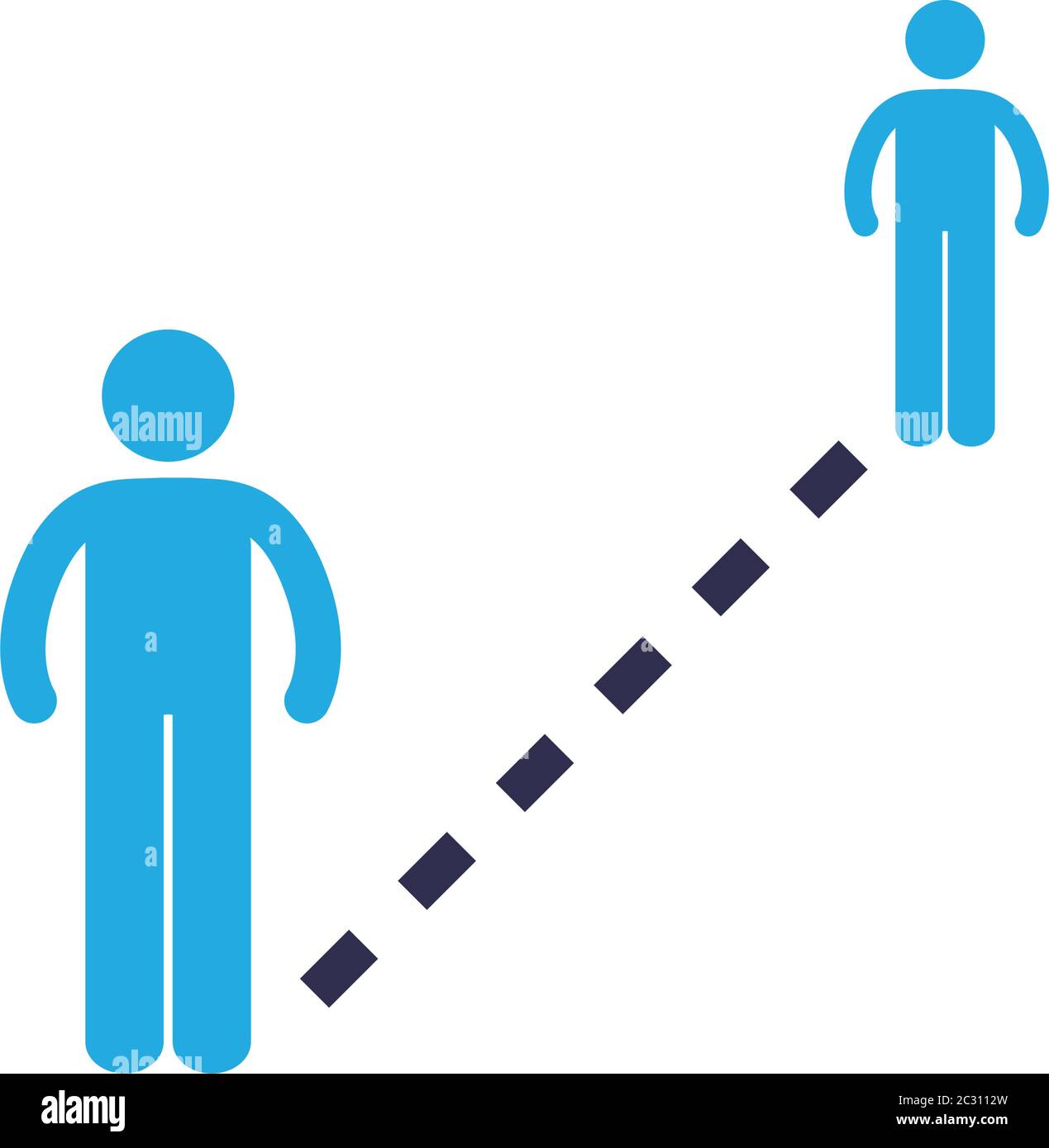 Social distancing between human avatars flat style icon design of Covid ...