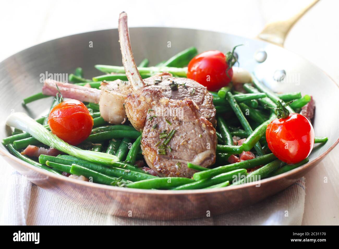 Lamb chops with roast vegetables hi-res stock photography and images