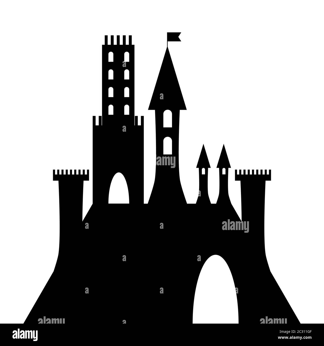 isolated ancient gothic castle black silhouette Stock Photo - Alamy