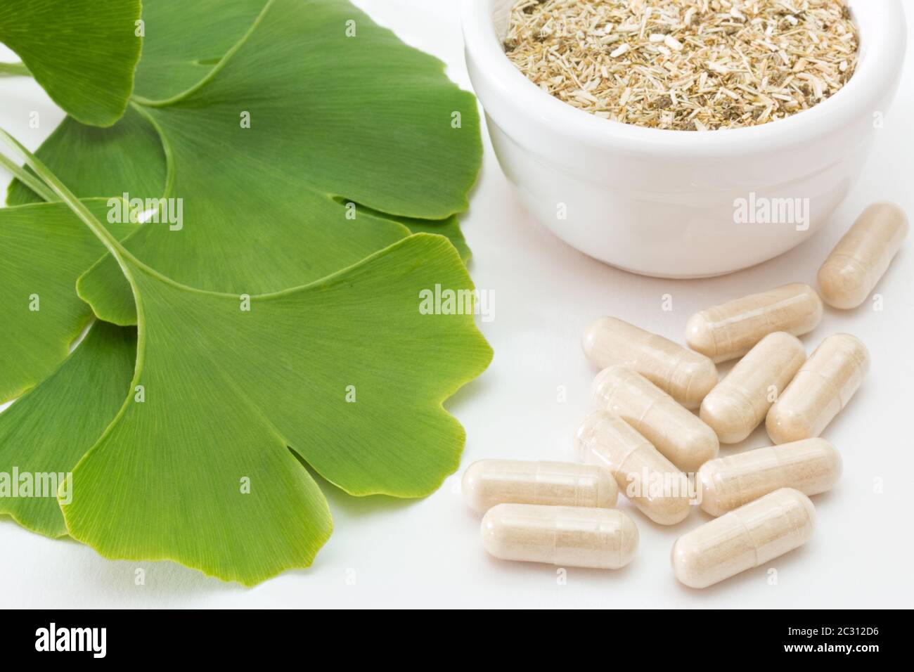 capsules of dried ginkgo Stock Photo