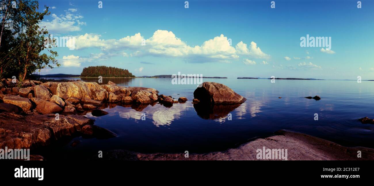 View of lakeshore of Lake Pielinen, Lieksa, Finland Stock Photo