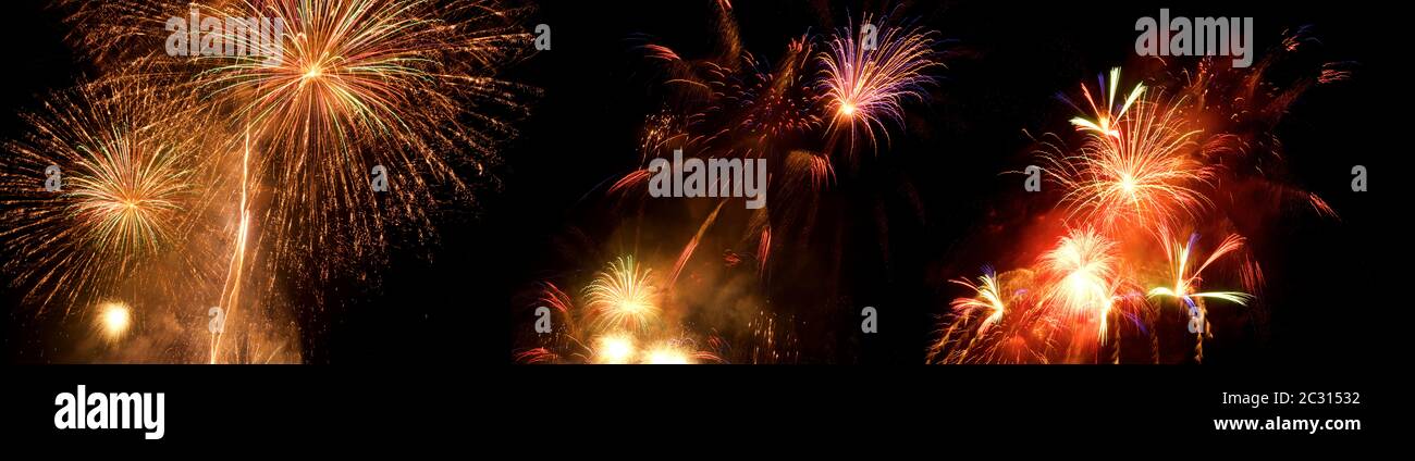 View of fireworks on night sky Stock Photo
