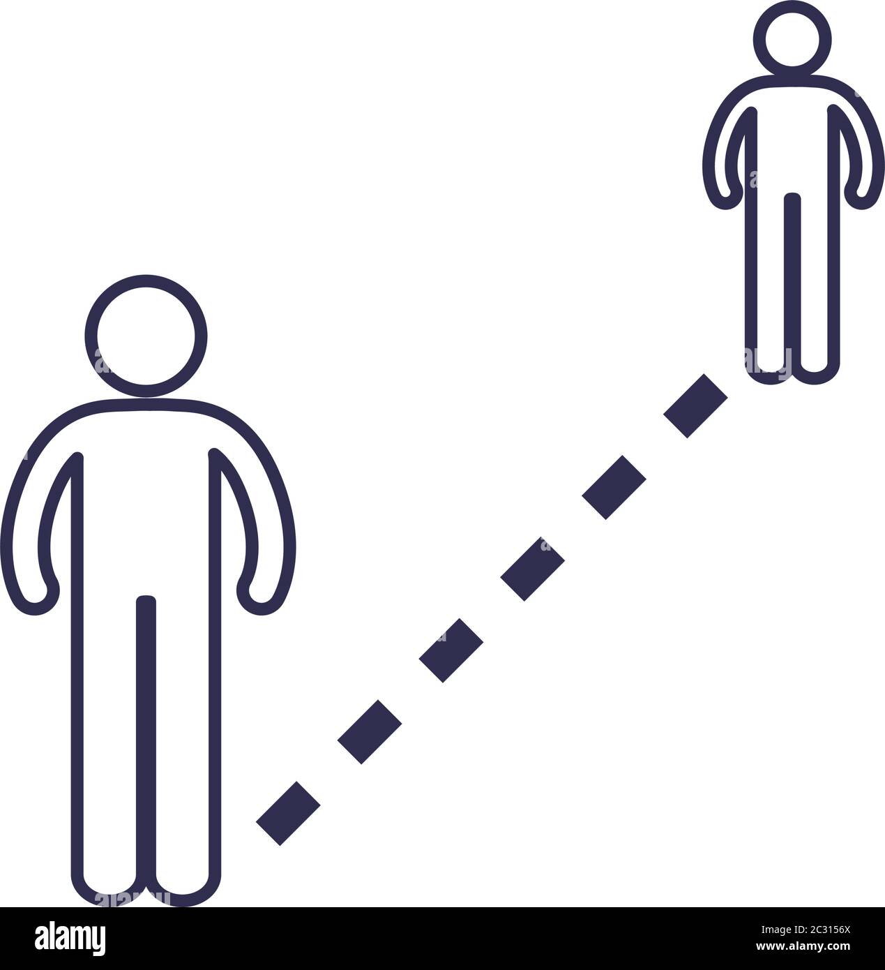 Social distancing between human avatars line style icon design of Covid ...