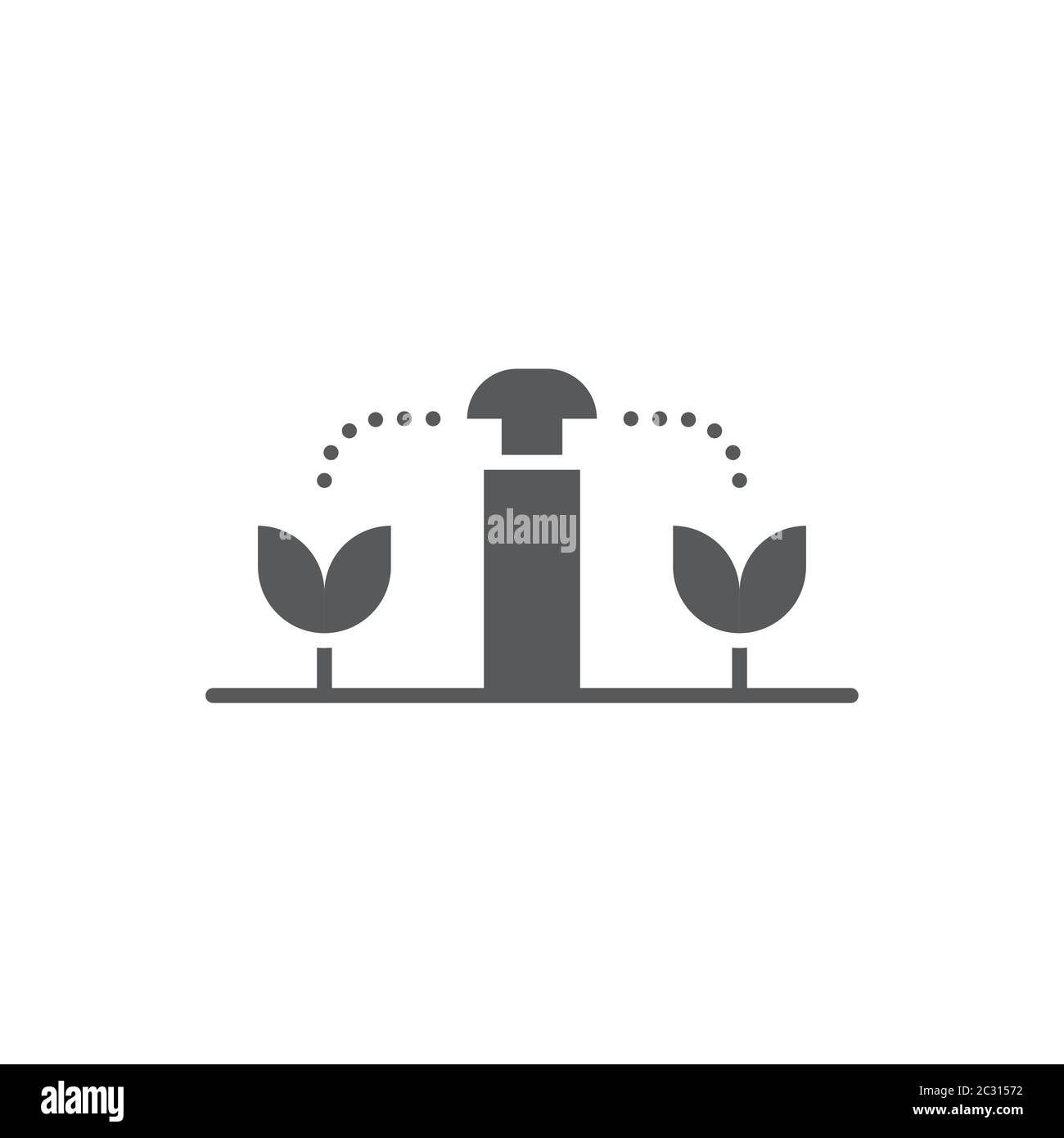 Irrigation sprinklers vector icon isolated on white background Stock Vector