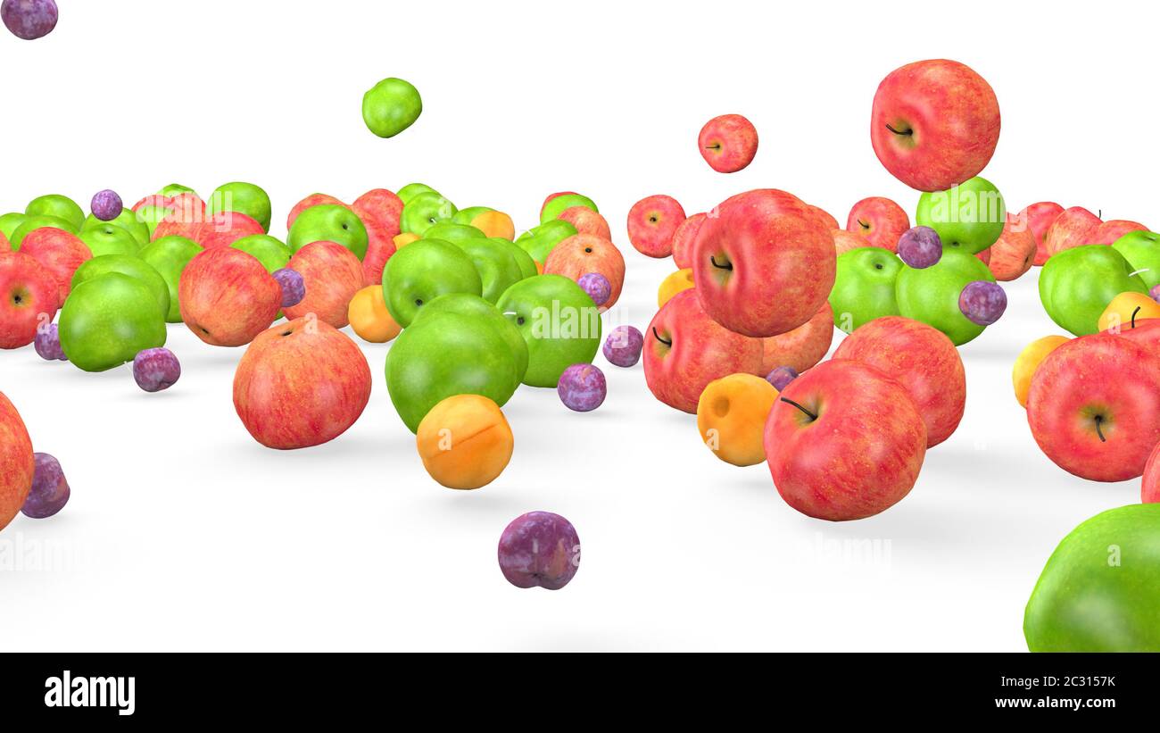 Fruit mix, animated fruit movement, 3D animation Stock Photo Alamy