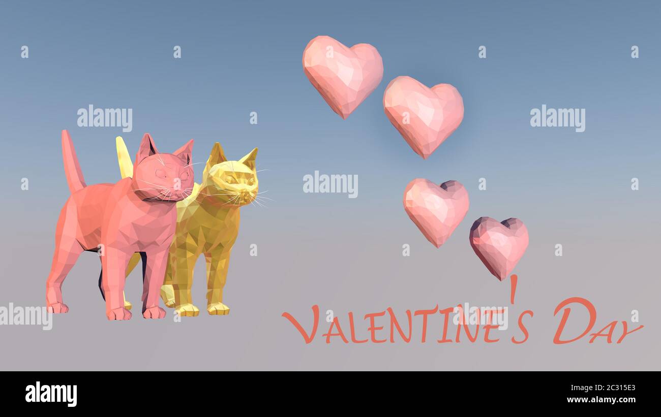 Valentine's Day Greeting Card. 3D rendering. Stock Photo