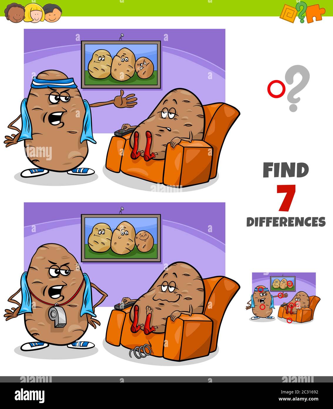 differences game with couch potato proverb Stock Photo Alamy