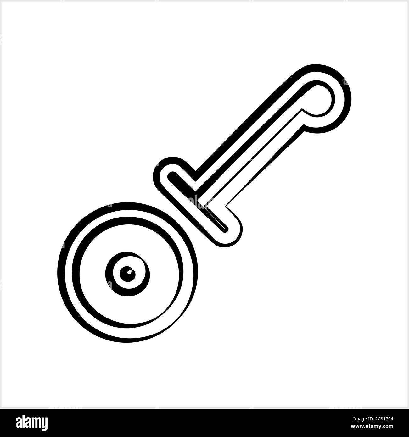 Pizza Cutter Icon, Pizza Slice Cutter Vector Art Illustration Stock