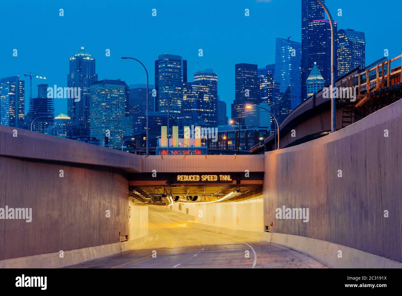 Downtown traffic tunnel entrance, Seattle, Washington, USA Stock Photo
