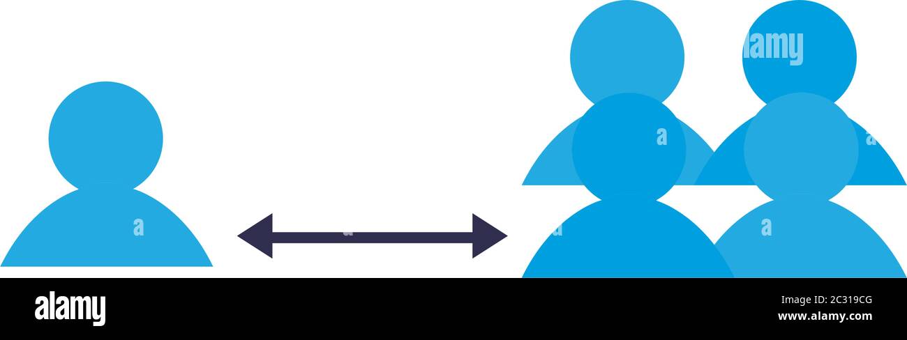 Social distancing between human avatars flat style icon design of Covid ...