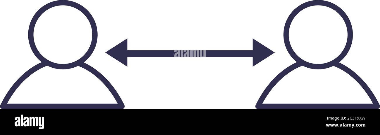 Social distancing between human avatars line style icon design of Covid ...