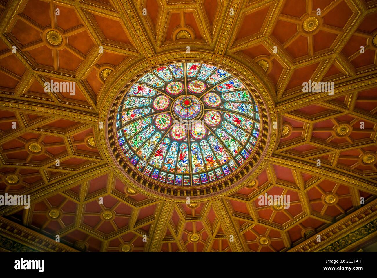Close-up of ceiling, Hockey Hall of Fame, Stanley Cup Room, Toronto, Ontario, Canada Stock Photo