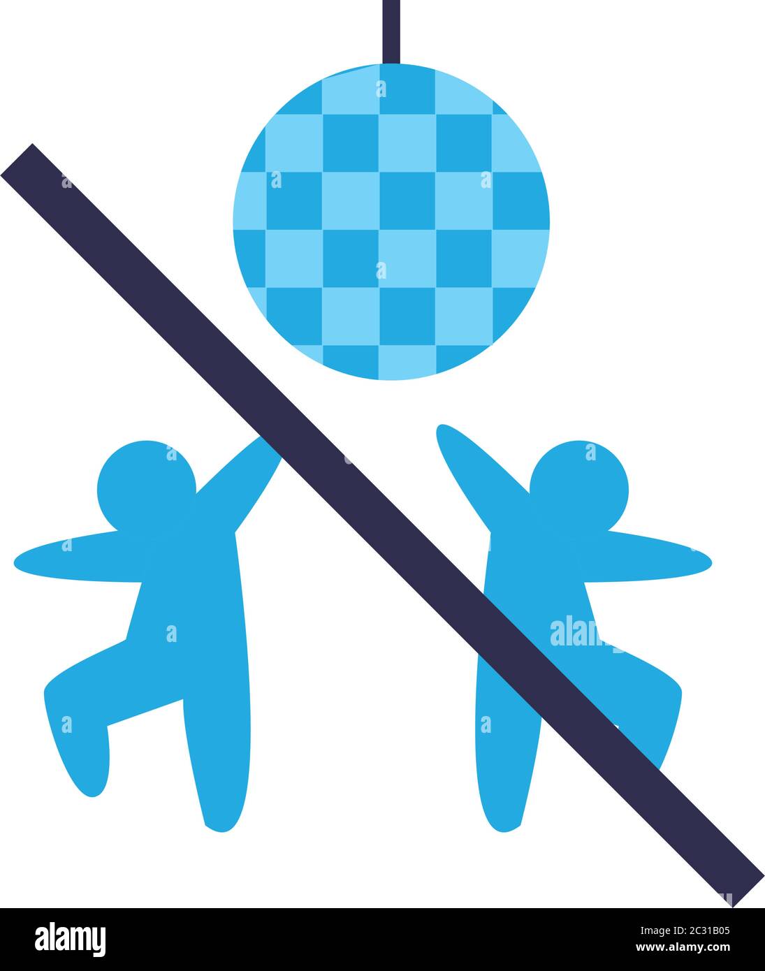 Social distancing between human avatars and disco sphere with ban flat ...